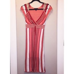 Bebe dress -- crochet lace shoulder,  form-fitting